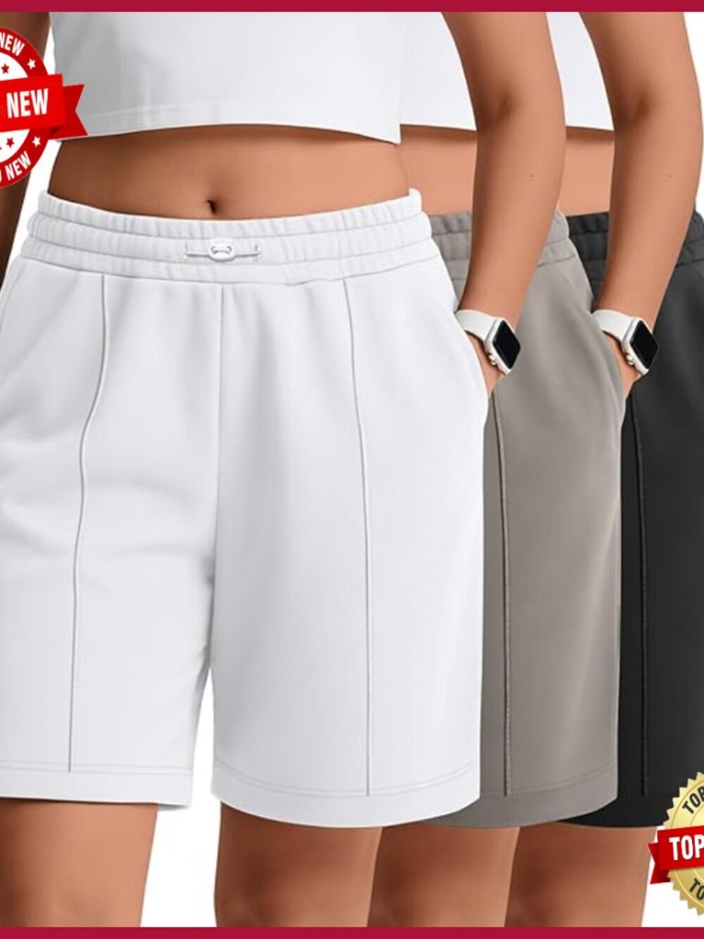 3 Pack Plus Size High Waist Athletic Drawstring Shorts with Pockets